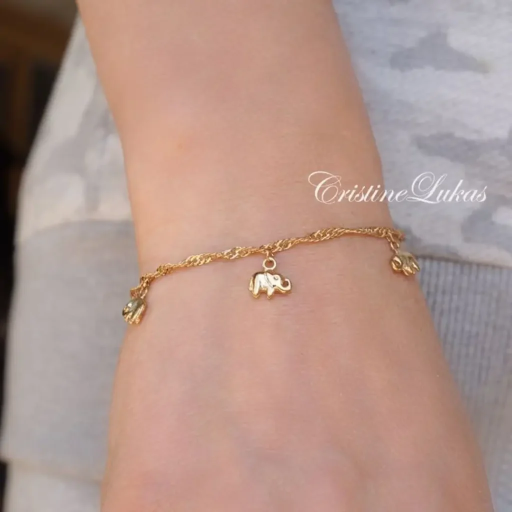 دستبند طلا دخترانه با پلاک فیل