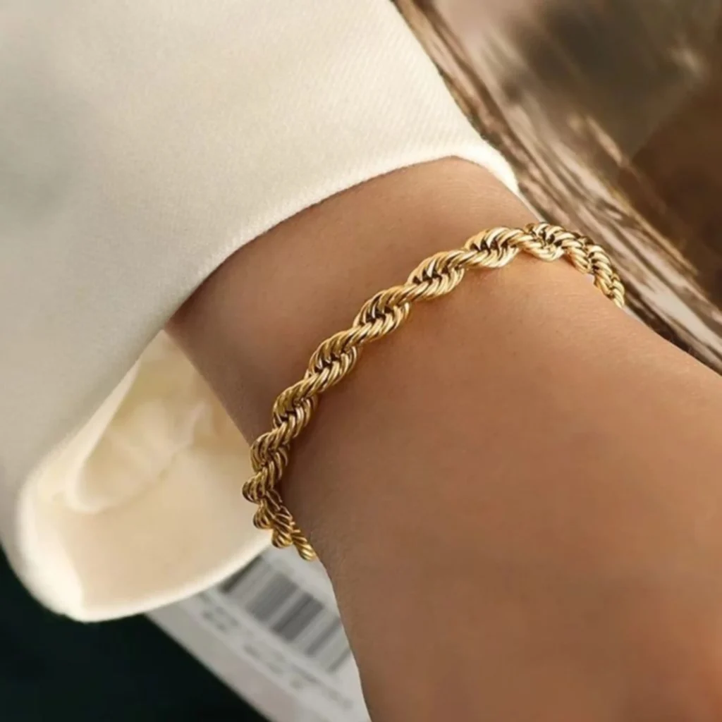 دستبند طلا طنابی مدل جدید