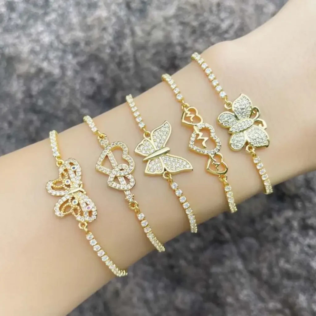 دستبند طلا دخترانه طرح پروانه