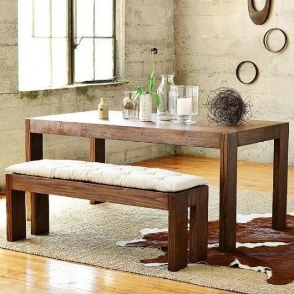 میز نهارخوری نیمکت دار چوبی