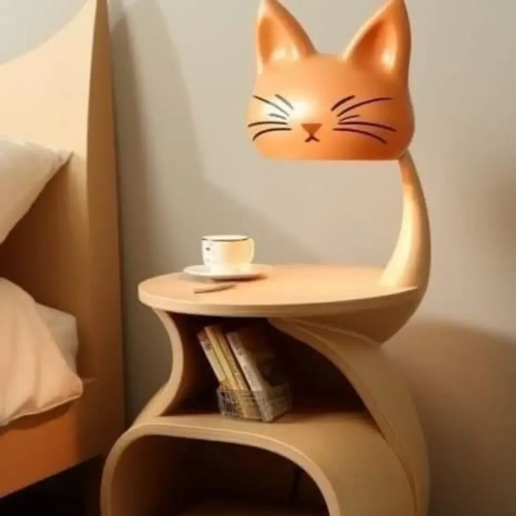 کتابخانه و میز عسلی طرح گربه
