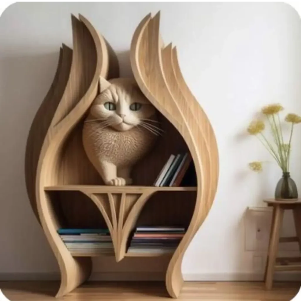 کتاب خانه چوبی طرح گربه