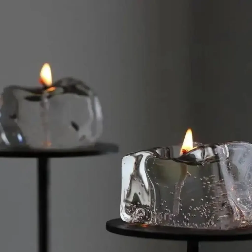 شمع شیشه ای طرح یخ