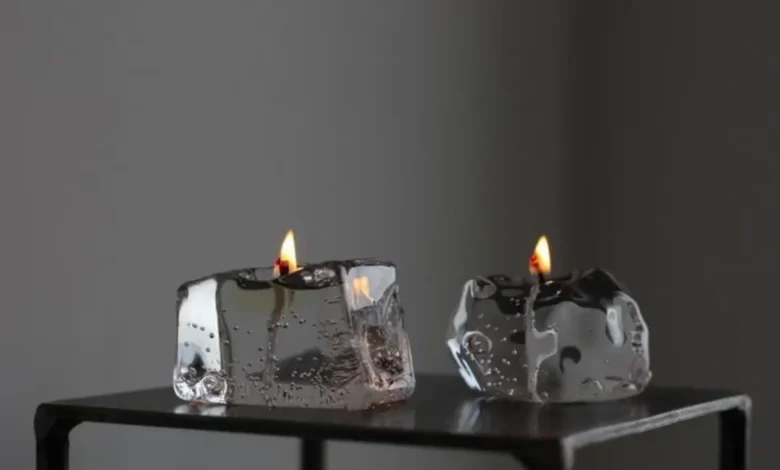 شمع شیشه ای و دکوری طرح خاص